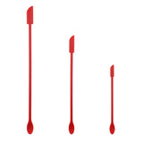 3Pcs Set Mini Silicone Spatula Reusable Cosmetics Splatula Jar Scrapers Red