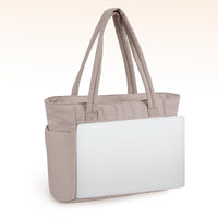 Women’s Handheld Tote Bag – With Cup Holder Compartment and Luggage Sleeve for Travel & Work Camel