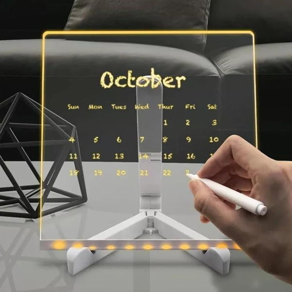 ClearLED Note Board Lighted Acrylic Dry Erase Message Board with Adjustable Stand and 7 Colorful Pens