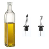 Glass Olive Oil Bottle Dispenser Oil and Vinegar Cruet with Pourers Transparent