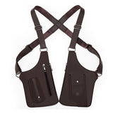 Outdoor Double Shoulder Armpit Bag with Multiple Storage Pockets Brown