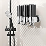 3-Chamber Shower Soap Dispenser Wall-Mounted Shampoo and Conditioner Dispenser with Visible Window Black
