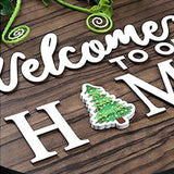 Interchangeable Seasonal Welcome Sign Round Wood Wreaths Hanging Decoration for Outdoor Porch