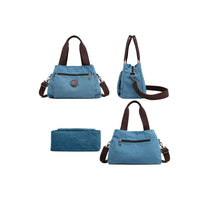 Crossbody Bag 3-Compartments Satchel Handbags Purse Messenger Shoulder Bag Blue