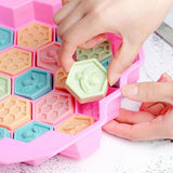 3Pcs Set 19-Grid Bee Honeycomb Silicone Ice Cube Mold Cake Mould Soap Candle Mold