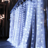 Solar Fairy Curtain Lights – Christmas Hanging String Lights for Window Backdrop  White