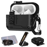 Compatible with Airpods Pro 3 Case Automatic Lock with with Carabiner Clip and Kickstand Black