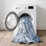 Runner Rug Washable Rug Modern for Bedroom Living Room Bedside Floor Blue