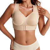 Seamless Front Closure Bra Wireless Full Coverage Cross Back Women Nude
