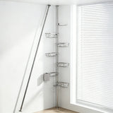 6 Tier Shower  Organizer Tension Pole Rustproof  for Bathroom Organizers and Storage Silver