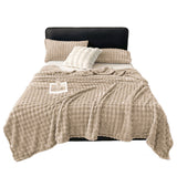 Soft Fleece Bubble Blanket for Sofa Bed Home Decor Khaki