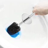 2 PCS Toilet Brush Set with 304 Stainless Steel Handle and Holder Black