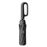 Automatic 10-Rib Folding Umbrella with Carabiner Handle Windproof Black