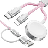 3 in 2 USB C Cable for Apple Watch Multiple Devices Charger iPhone Charger Pink