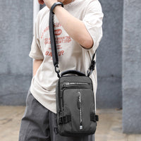 Men's Anti-theft Sling Bag Cross-body Bag Chest Bag Messenger Backpack Grey