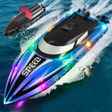 LED Transparent RC Speedboat Dual Motor with 2.4G Remote Control Blue