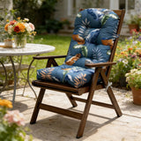 Indoor/Outdoor Rocking Chair Cushion Water Resistant Outdoor Seat Pad with Ties Blue Leaf