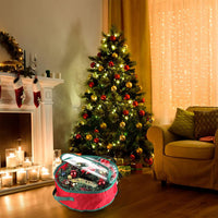 Christmas Wreath Storage Bag Xmas Garland Storage Container Organizer Red