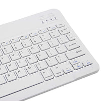 10-inch Ultra-Slim Bluetooth Keyboard Portable Mini Wireless Keyboard Rechargeable for iOS Android Windows Tablet Smartphone White
