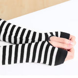 3 Pairs Long Fingerless Gloves Gloves Arm Cover Striped Cotton Wrist Sleeves Arm Warmer