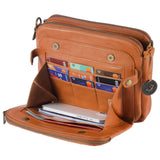 Women PU Leather Crossbody Bag Multifunctional Three Layer Purse Shoulder Bag Tote Brown