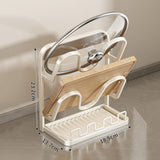 Kitchen Pot Lid Storage Rack Carbon Steel Double-Layer Holder & Spoon Rest for Kitchen Counter Space Saving Cream White