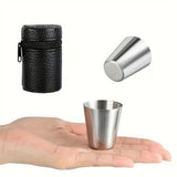 6PCS 30ml Stainless Steel Shot Cup Set with PU Carry Pouch for Travel