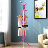 12 Hook 3-Tier Hat Coat Clothes Rack Multifunctional Tree Style Steel Hanger Stand Pink