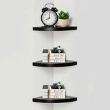 No-Drill Floating Corner Shelf Set for Wall Storage Black