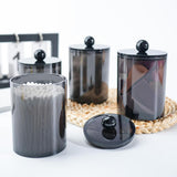 4 PCS Qtip Holder Set Bathroom Jars with Lids Set for Cotton Swabs Balls Pads Black
