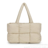 Puffer Tote Bag Large Quilted Puffy Handbag Lightweight Satchel Purse Khaki