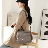 Multi-Pocket Crossbody Bag for Women Water Resistant Nylon Shoulder Messenger Bag Trendy Pocketbooks Gray