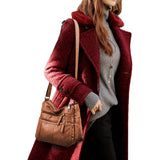 Women Multi Pocket Crossbody Bag Ladies Shoulder Bag PU Leather Mommy Bag Brown