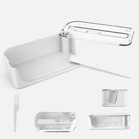 Plastic Butter Dish with Lid and Scale Line Butter Container with 180 Degrees Rotating Sealing Flip-Top for Countertop Fridge White