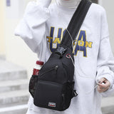 Water-resistant Travel Chest Pack Outdoor Shoulder Sling Bag Crossbody Bag with Earphone Hole Black