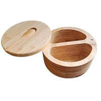 Bamboo Spice Container with Lid and Spoon for Storing Salt Pepper Sugar Herbs Small Spice Box Style 2