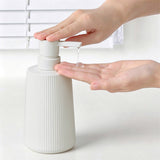 2PCS Ribbed Glass Soap Dispenser Bottles 350ml for Bathroom and Kitchen White
