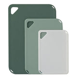 3 PCS Plastic Cutting Board Set for Cooking Camping with Hanging Loop Green