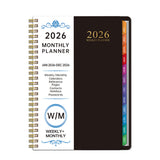 2026 Weekly and Monthly Planner Calendar Notebook with Stickers Black