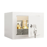 Small Secure Box with Key Lock for Cash Jewelry White