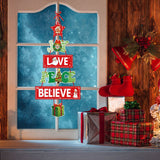 6Pcs Christmas Hanging Door Sign Welcome Sign for Front Door Xmas Party Decorations