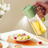 470ml 2-in-1 Oil Sprayer Bottle for Cooking Glass Oil Dispenser Bottle for Kitchen Green