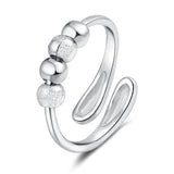2Pcs Open Spinner Rings Rotating Adjustable Open Bands for Women Silver