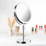Rotating Double-Side Makeup Mirror 1X/10X Magnifying Cosmetic Mirror with Adjustable LED Light Silver