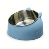 400ml Stainless Steel Tilted Pet Bowl – Non-Slip Raised Feeder for Cats & Dogs Blue