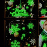 Glow-in-the-Dark Christmas Decoration Sticker Static Cling Xmas Window Decals Snowflake Style