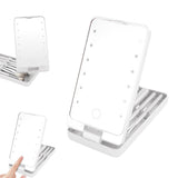 Rotating LED Vanity Mirror with 5 Cosmetic Brushes Portable Travel Makeup Mirror with Light White