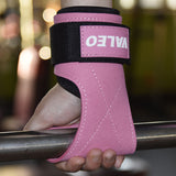 Pair of Weight Lifting Gloves Adjustable Hook and Loop Wrist Strap for Deadlift and Powerlifting Gym Workout Lifting Hooks Pink