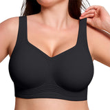Bras for Women Supportive Wireless Push Up Bra Full Coverage No Underwire Seamless Plus Size for Women Black