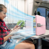 6L Mini Fridge for Drinks 12V Small Refrigerator for Home Office Dorm Car Pink